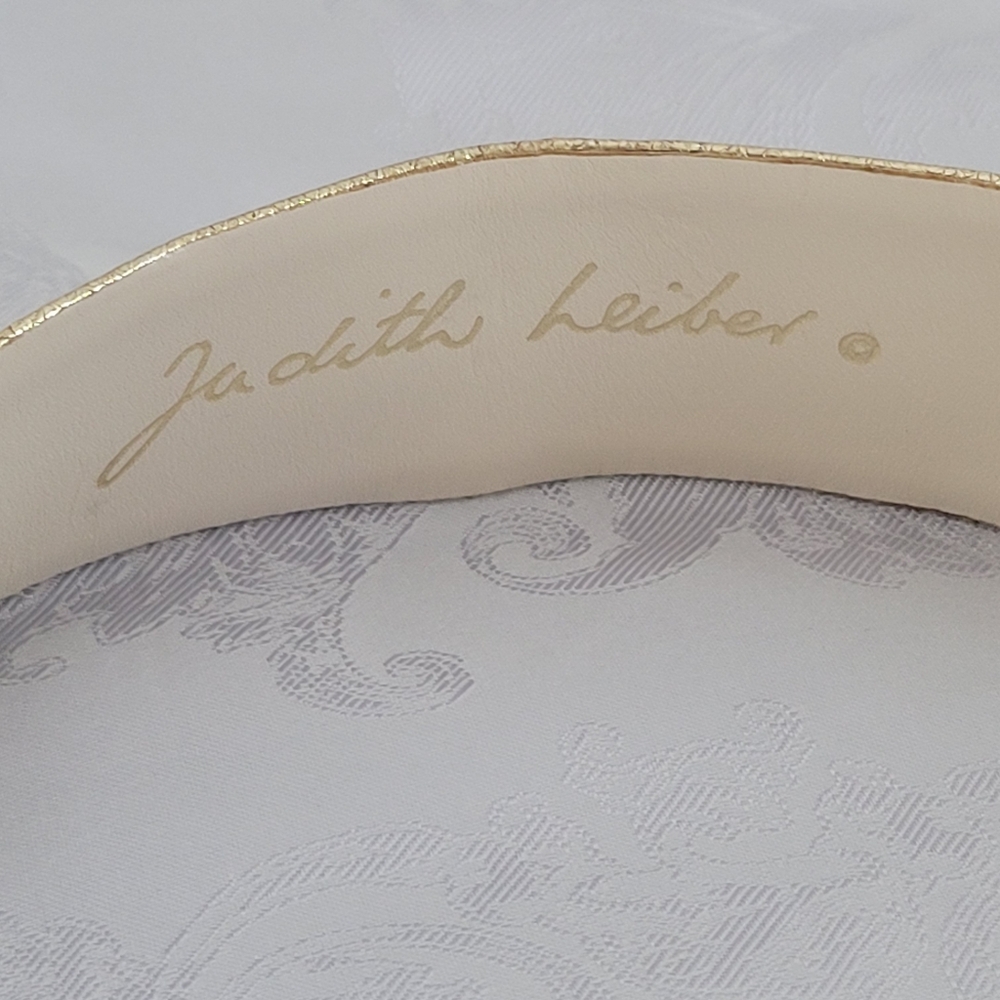 Judith Leiber Gold Lizard Women's Belt With Gold Color Buckle 38 - Picture 10 of 12